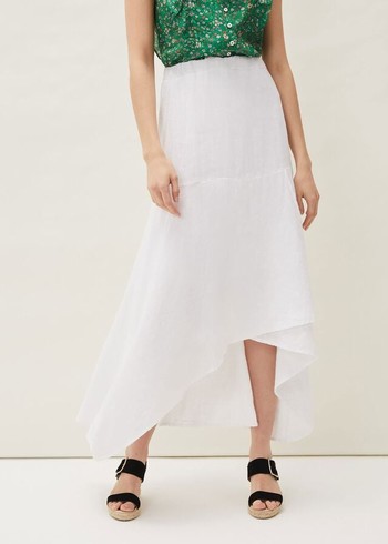 Phase Eight Phoebe Faux Wrap Linen Skirts White USA | 1806924-WD